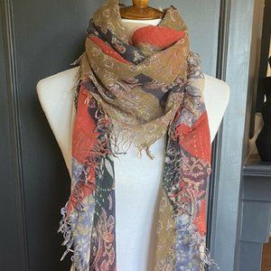 New Authentic Chan Luu Patchwork Cashmere Silk Scarf  Color: Total Eclip…